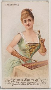 Xilofon, a Musical Instruments N82 sorozatból Duke márkájú cigarettákhoz, 1888., 1888. alkotó: Schumacher and Ettlinger