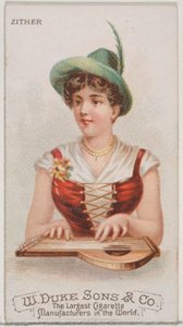 Citera, az N82 hangszerek sorozatból Duke márkájú cigarettákhoz, 1888., 1888. alkotó: Schumacher and Ettlinger