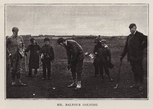 Brit konzervatív politikus, Arthur Balfour golfozik (f/w fotó)