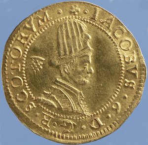 4 kilós skótok (kalapdarab) VI. Jamesből, Edinburgh-i pénzverde, 1591 (előlap) (arany) (a hátoldalt lásd: 244626)