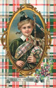 Brit újévi üdvözlőlap (színes litográfia) alkotó: Scottish School