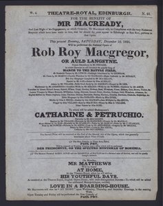 Színházi program a Theatre Royal számára, Edinburgh alkotó: Scottish School