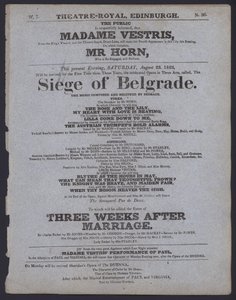 Színházi program a Theatre Royal számára, Edinburgh, 1823. augusztus 23. (litho) alkotó: Scottish School