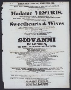 Színházi program a Theatre Royal számára, Edinburgh, 1829. október 6. (litho) alkotó: Scottish School