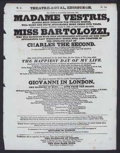 Színházi program a Theatre Royal számára, Edinburgh, 1829. október 9. (litho) alkotó: Scottish School