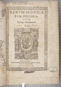 George Buchanan Historia Scoticarum címlapja alkotó: Scottish School