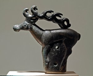 Art Scythe (Scythic Civilization vagy Scythia): szarvast ábrázoló zoomorf borító. Bronztárgy a Kr.e. 6. - 2. századból. Szentpétervár, Ermitázs Múzeum