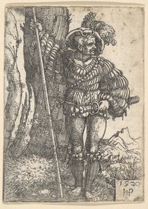 Lansquenet egy fa mellett állva, 1520. alkotó: Sebald Beham