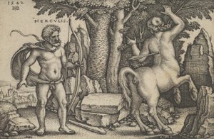 Herkules megöli Nessust, Herkules munkáiból, 1542. alkotó: Sebald Beham