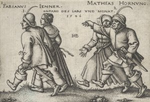 Január és február, a Parasztünnep vagy a tizenkét hónapból, 1546. alkotó: Sebald Beham