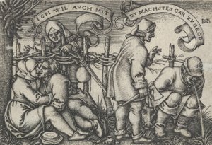 Parasztok a sövény mögött, A parasztok ünnepéből vagy a tizenkét hónapból, 1546-47. alkotó: Sebald Beham