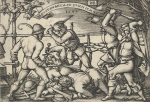 Parasztverekedés, A parasztok ünnepe vagy a tizenkét hónap című filmből, 1547. alkotó: Sebald Beham