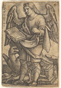 4. tábla: Szent János háromnegyedét balra fordított fejjel, könyvvel a..., 1541. alkotó: Sebald Beham