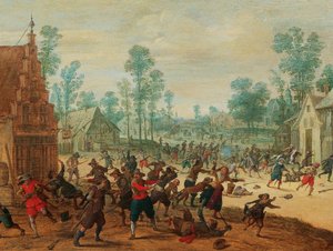 Harc katonák egy faluban, 1630 körül.