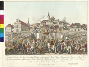 II. Ferenc császár koronázása magyar királlyá 1792. június 6-án Budapesten (rézmetszet) alkotó: Sebastian Mansfeld