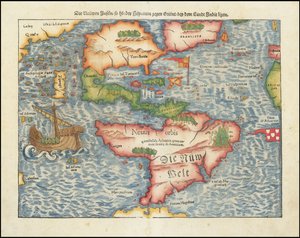 1561-es Amerika-térkép Sebastian Münster tollából alkotó: Sebastian Munster