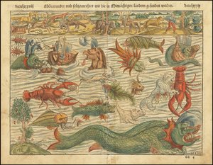 Sebastian Münster Tengeri szörnyek táblázata című művének 1570-es kiadása alkotó: Sebastian Munster