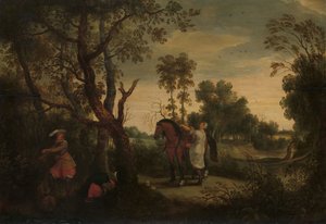 Egy nő felszáll a rabló lovára: "De Gestrafte Rover", 1635 körül (olaj, tábla)