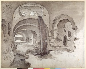 Tivoli, Cryptoporticus Herkules Viktor temploma alatt (toll és tinta mosással papíron) alkotó: Sebastian Vrancx