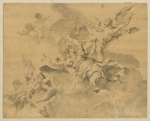 Egy királynő, akit bosszúálló angyalok küldtek a pokolba, 1676-1746 körül (toll, tinta és mosás papíron) alkotó: Sebastiano Galeotti