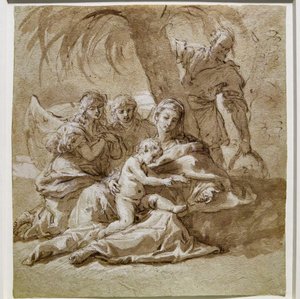 Pihenjen az egyiptomi repülés közben alkotó: Sebastiano Ricci