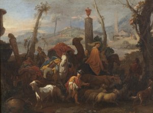 Jákob utazása és a Bétel oszlopa, 1640 körül (olaj, vászon) alkotó: Sébastien Bourdon