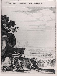 A franciákat meglátogató vademberek, du Tertre tiszteletes atya "Histoire des Antilles habitees par les Francais" című művéből.