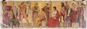 "Az első embert modellező Prométheusz", kompozíció Napóleon herceg pompeji otthonának átriumából, 1860 körül (olaj, vászon, fa) alkotó: Sebastien Melchior Cornu