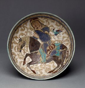 Tál herceggel lóháton Iránból (díszített kőpaszta) alkotó: Seljuq Dynasty Seljuq Dynasty