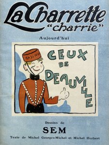 Deauville kaszinókereskedő, Sem illusztrációja a „La charrette charrie”” (1922) havi magazin címlapjára. alkotó: Sem