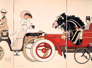 „Miss Kodack”, illusztráció Sem francia társasági életet bemutató „Les Acacias” rajzaiból, 1910 körül (színes litó) alkotó: Sem