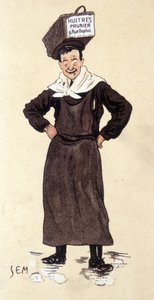 Osztriga eladó a Prunier üzletből. SEM aláírt kromolitográfia (1863-1934).