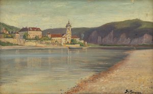 Dürnstein látképe a Duna túlsó partjáról