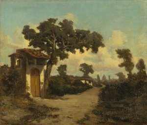 Firenze környékén, Serafino De Tivoli (1825-1892), olaj, vászon, 31x37 cm