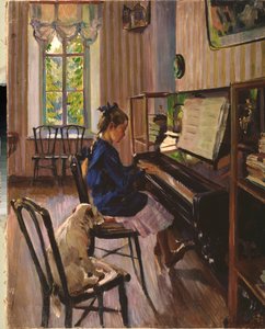 A zongoránál – Szergej Arszenjevics Vinogradov (1869-1938) festménye, olaj, vászon