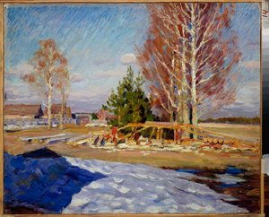 Tavaszi táj – Szergej Arszenjevics Vinograd (1869-1938) festménye, olaj, vászon alkotó: Sergei Arsenevich Vinogradov
