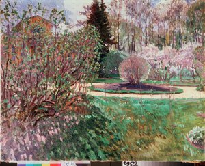 Egy kert, tavasz – Szergej Arszenjevics Vinogradov (1869-1938) festménye, olaj, vászon alkotó: Sergei Arsenevich Vinogradov