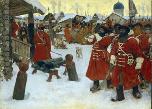 A strelcek (sztreletek) csapata - Szergej Vasziljevics Ivanov (1864-1910) festménye, olaj, vászon