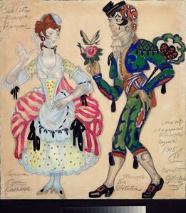 Előkészítő jelmezek Pierre Augustin Caron de Beaumarchais (1732-1799) "Le mariage de Figaro" című színházi darabjához (Beaumarchais Figaro házassága című színházi darab jelmezterve) - Szergej Jurijevics Sudejkin (Serge Soudeiki) munkája