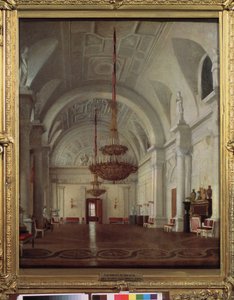 Kilátás a szentpétervári Téli Palota fehér termére. Szergej (Szergej, Szergej) Konsztantyinovics Zarjanko (Zarianko) (1818-1870) festménye, olaj, vászon. orosz művészet