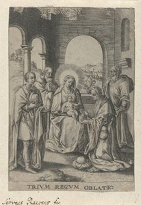Aanbidding der Koningen A három királyok felajánlása (cím a tárgyon) alkotó: Servatius Raeven