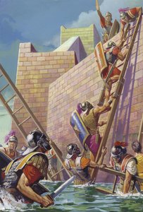 Scipio tábornok utat talál a spanyolországi Carthage Nova bevehetetlennek tűnő erődítményébe. alkotó: Severino Baraldi