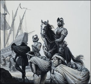 Aranyszállítás Panamán keresztül (gouache, papír) alkotó: Severino Baraldi