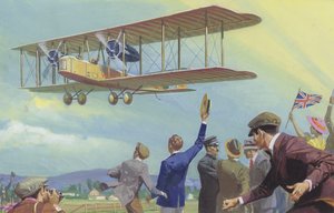 John William Alcock és Arthur Whitten Brown, akik átrepültek az Atlanti-óceánon (gouache, papír)