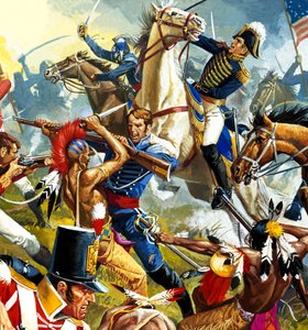Amerikai indiánok vs amerikai katonák (gouache, papír) alkotó: Severino Baraldi