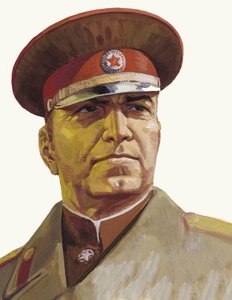 Georgi Zsukov orosz tábornok (gouache, papír)