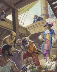 William Dampier vasra verette a lázadókat. alkotó: Severino Baraldi
