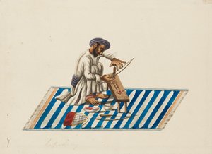 Lapidary a munkahelyen, c1810 alkotó: Sewak Ram