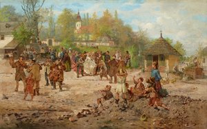 Esküvő Salwatorban (olaj, vászon) alkotó: Seweryn Bieszczad