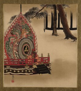 Különféle témájú lakkfestmények: Dob Gagaku tánchoz, 1882. alkotó: Shibata Zeshin
